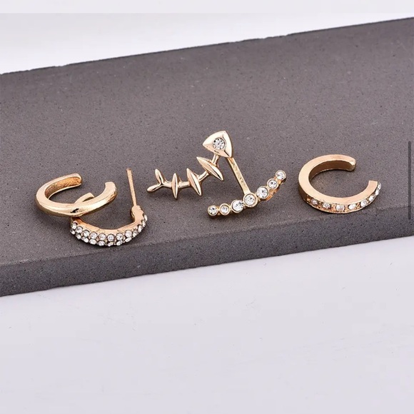 3/$30 NEW! Bohemian Earring Stud Set 4 Piece Fishbone Dainty Cute - Picture 4 of 6